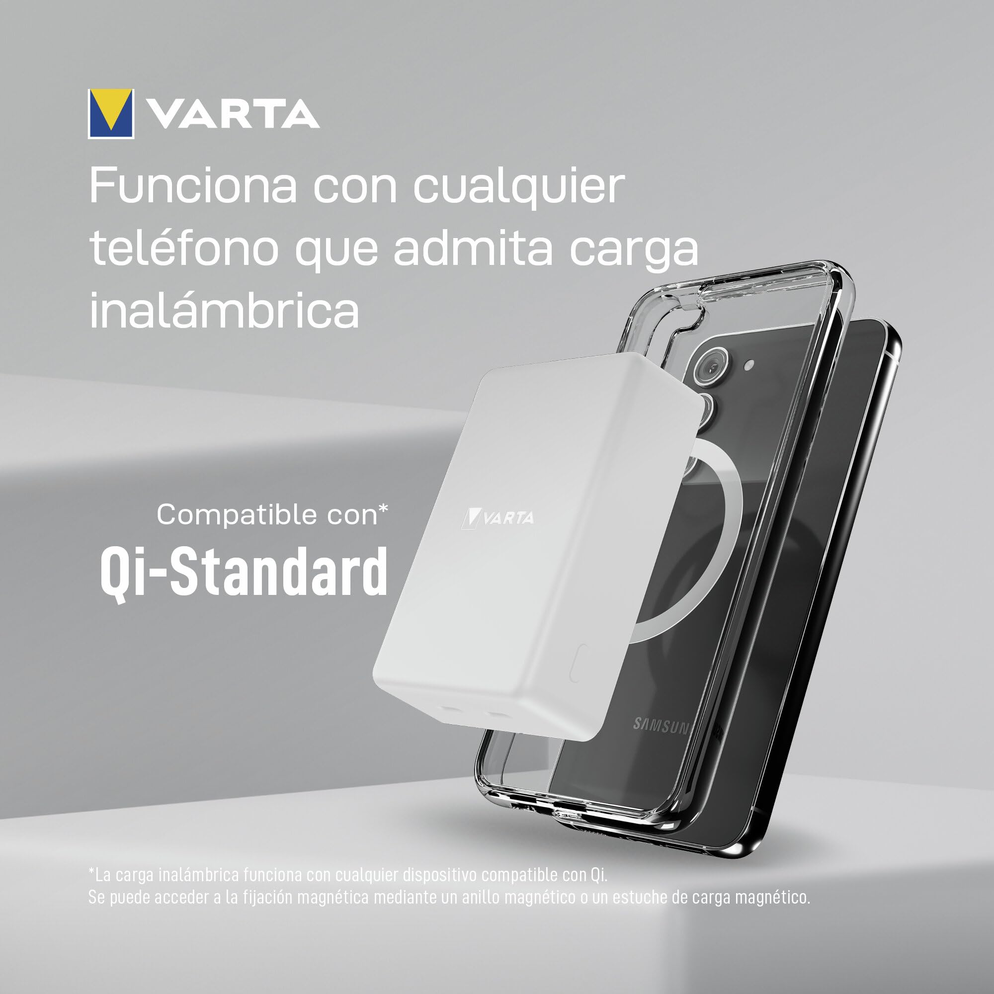 VARTA Power Bank 10000 mAh, mag Pro, magnético, inalámbrico, Color Blanco