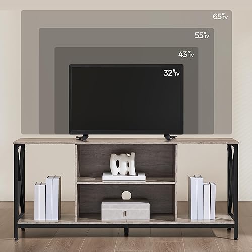 Miniatura 9 de Yaheetech Soporte de TV para televisores de hasta 65 pulgadas, centro de entretenimiento de 55 pulgadas con almacenamiento, consola de TV de madera