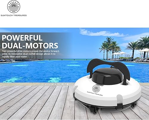 Miniatura 7 de Limpiador robótico inalámbrico para piscinas sobre el suelo - Robot automático de piscina - 2 motores potentes robots de limpieza - Limpiadores