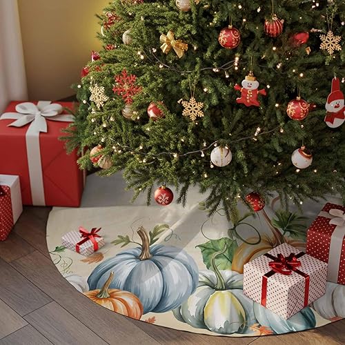 Miniatura 2 de Falda de árbol de Navidad de 48 pulgadas, falda de árbol de Acción de Gracias, decoración de Navidad para interiores y exteriores, calabaza,