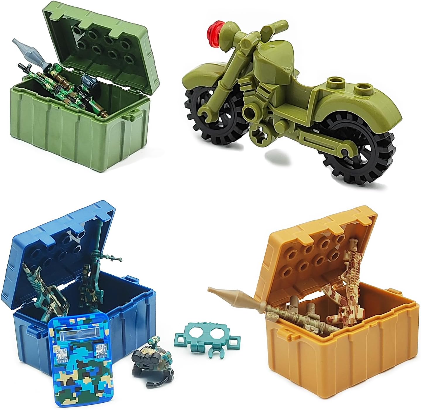 Military Weapons Pack Accessories Kit - Swat Minifigures, Army Gear Sets, Military Weapon Sets, Camouflage Soldiers, Building Blocks Toys Combat Compatible with Major Brand