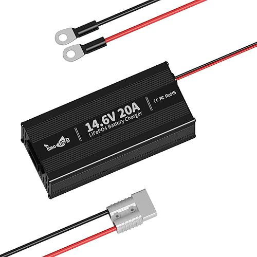 Miniatura 9 de Timeusb 12V 10A LiFePO4 Battery Fast Charger, 14.6V Smart Lithium Battery Charger with Anderson Connector Indicator Special for Lithium LiFePO4 Deep