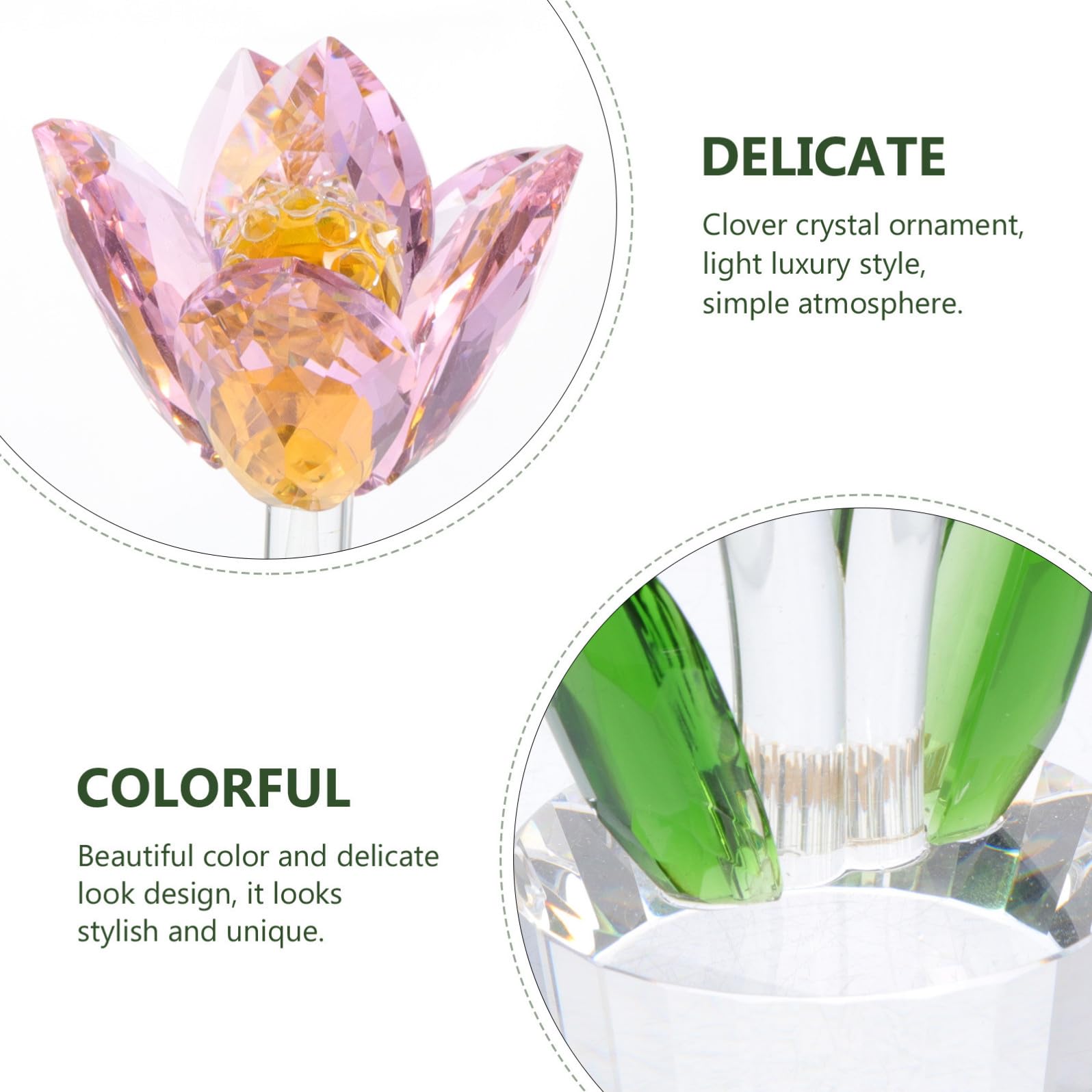 Decorazione Cristallo Fiore Tulipano da Scrivania Artigianato Creativo in Resistente con Base Piana Ornamento Floreale per Casa e Ufficio Centrotavola Raffinato e Decorazione