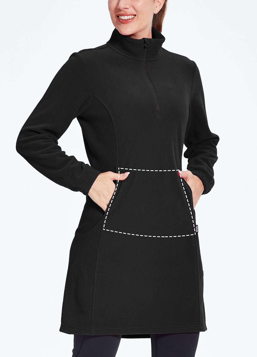 Willit Women's Fleece Dress Sweatshirt Thermal Long Pullover Polar Winter Dress with Pocket - Image 5
