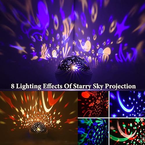 Miniatura 4 de Luz nocturna para niñas, proyector de luz nocturna estrellada giratoria de 360 para bebés, proyector de ondas oceánicas para niños pequeños, regalos