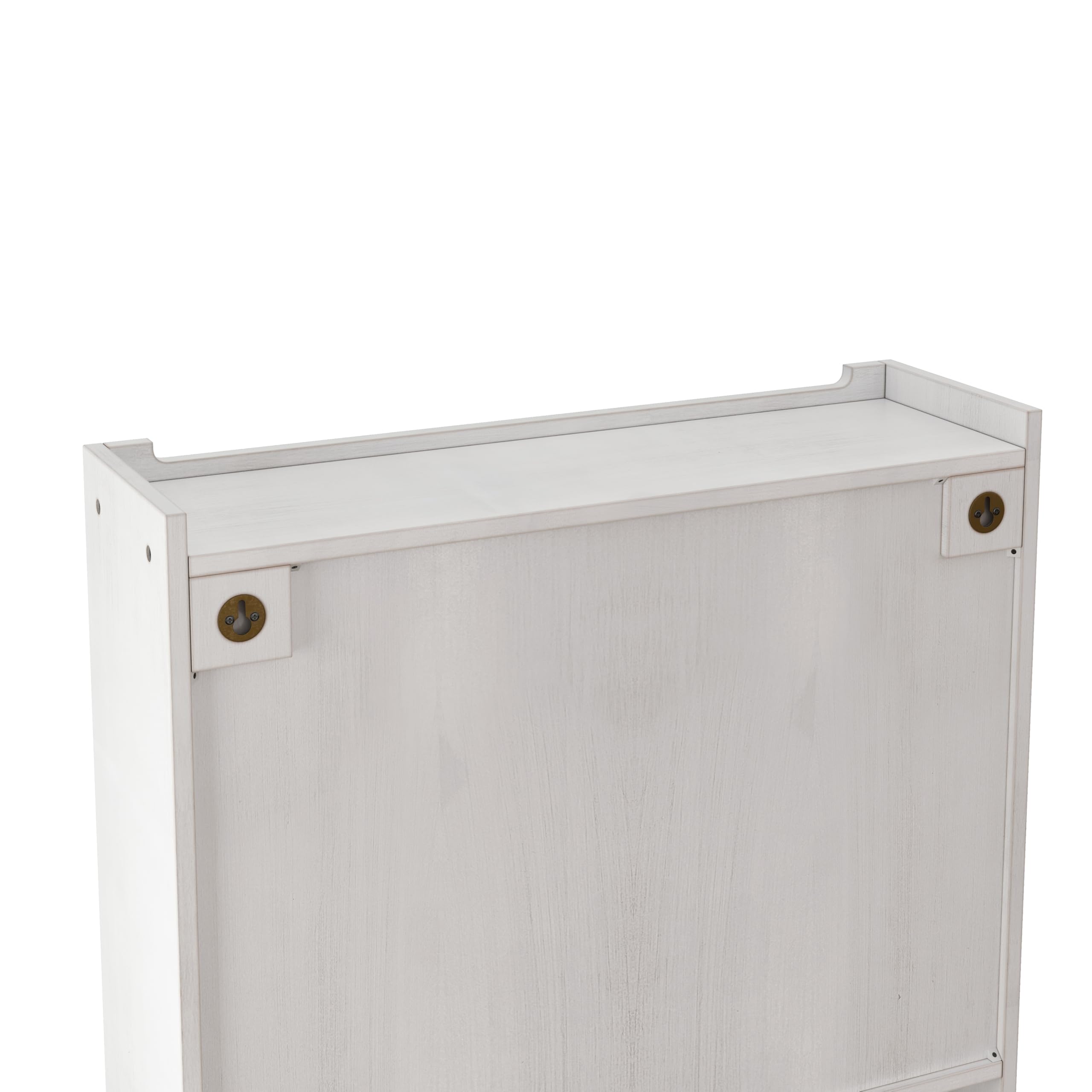 Gabinete de pared vintage de doble puerta de cristal con tres niveles de almacenamiento y estante de toalla, para baño, cocina o sala de comedor, blanco lavado (blanco)