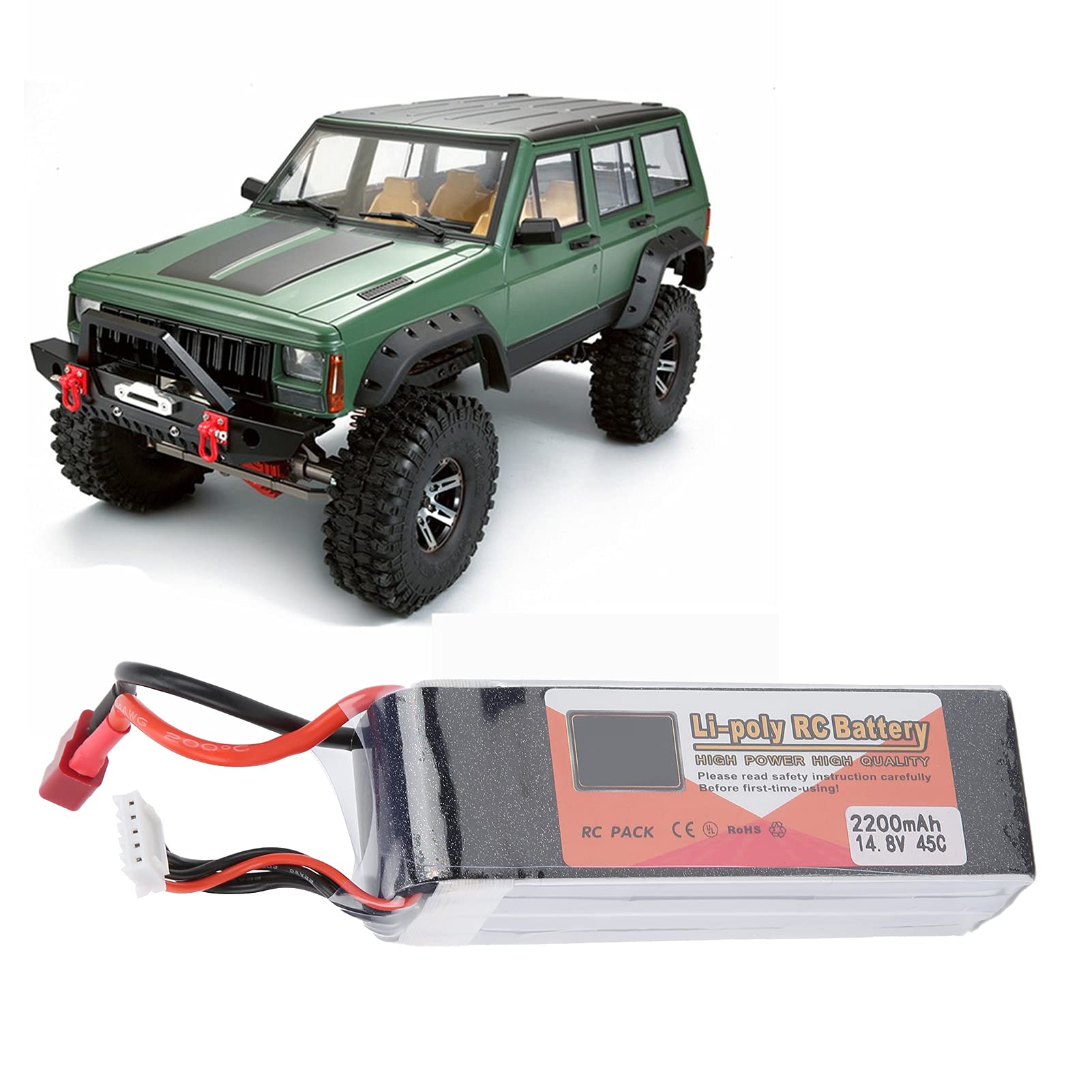 Alomejor Batteria Lipo 2200mAh 45C 4S per Auto RC, Prestazioni di Scarica Elevate per la Massima Conversione di Energia per Auto/aerei Telecomandati