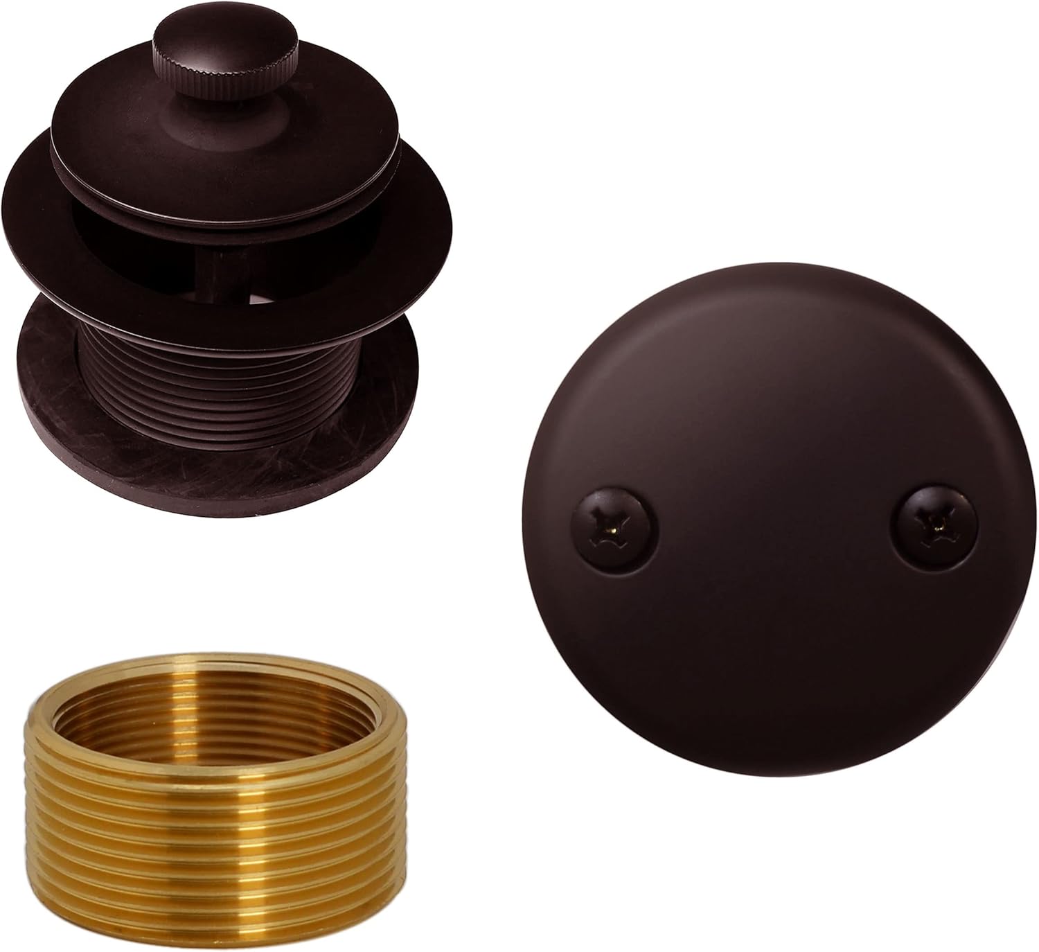 Westbrass A94K-12 1-3/8" Fine Thread Twist & Close Bathtub Drain Trim with One-Hole Overlfow Faceplate and Universal Adaptor, Oil Rubbed Bronze