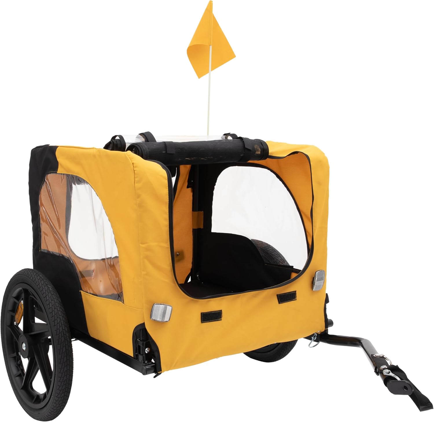 Pet Bike Trailer, Dog Cart for Bicycle, Suitable for Small and Medium Pets, Foldable Frame with 16 Inch Wheels, Non-Slip Floor & Internal Leash