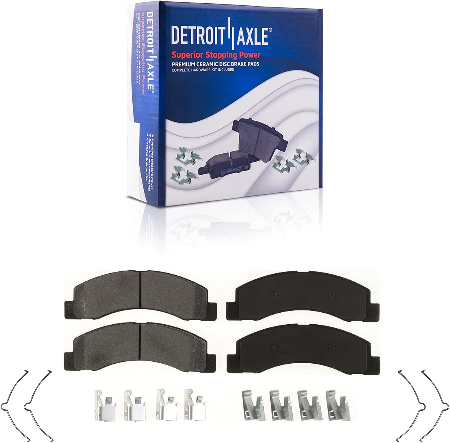 Detroit Axle - Front Brake Kit for 99-04 F-250 F-350 Super Duty, 00-05 Ford Excursion, Disc Brake Calipers Ceramic Brake Pads w/Hardware 2000 2001 2002 2003 2004 Replacement