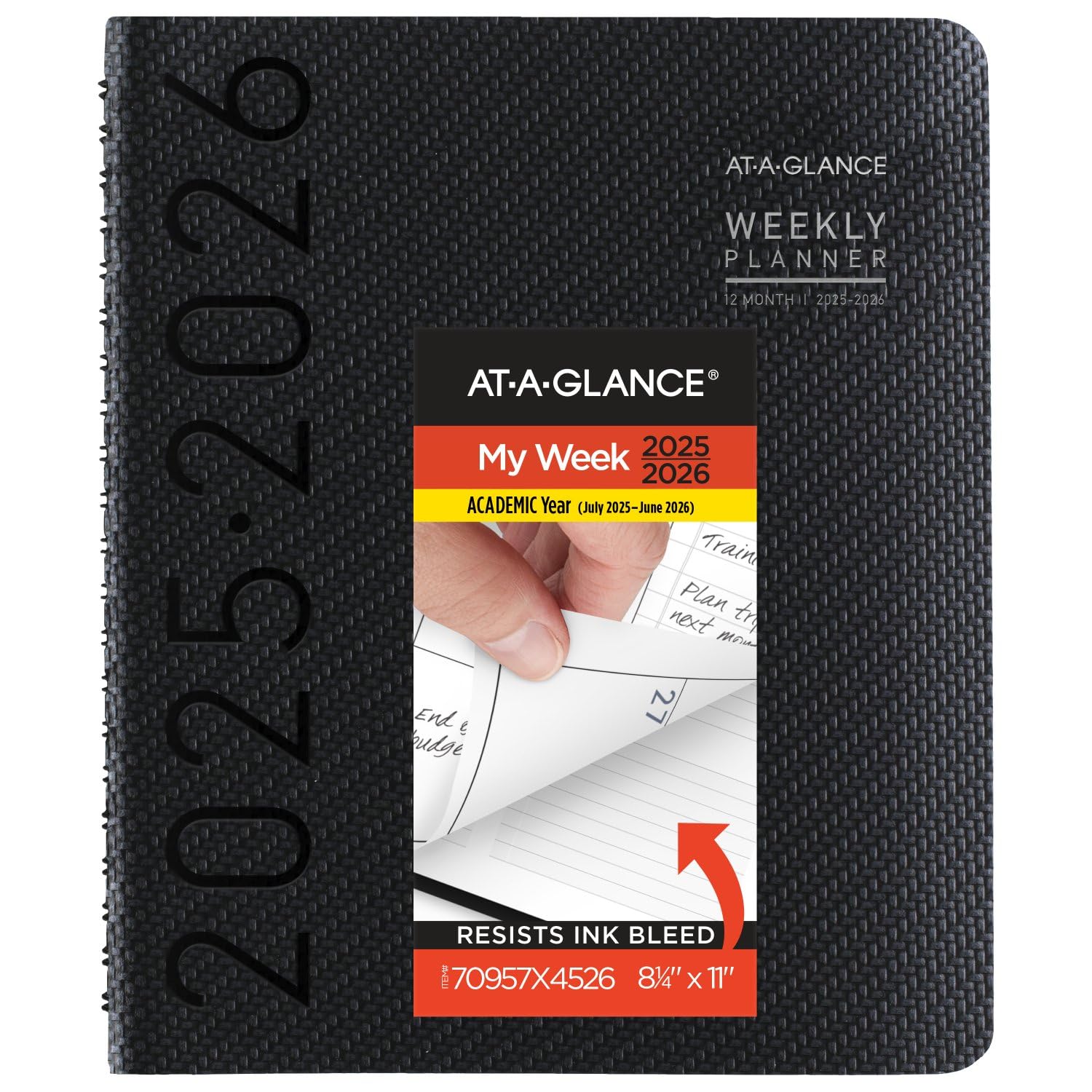 AT-A-GLANCE Planner 2025-2026 Academic, Weekly & Monthly, Half-Hourly Appointment Book, 8-1/4" x 11", Large, Monthly Tabs, Flexible Cover, Contempo, Charcoal (70957X45)-image-12