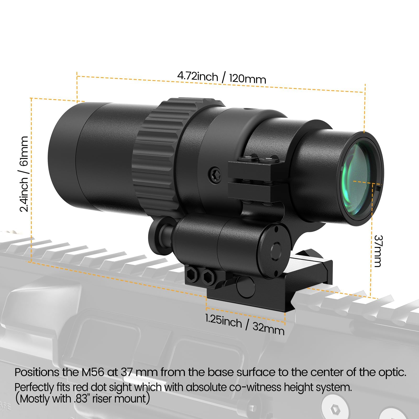 Feyachi Red Dot Magnifier, 1.5X - 5X Magnifier Airsoft Zielfernrohr Taktisches Rotpunktvisier Jagd Optiklinse with Flip Mount Kompatibel mit 21mm/22mm Picatinny/Weaver Schiene