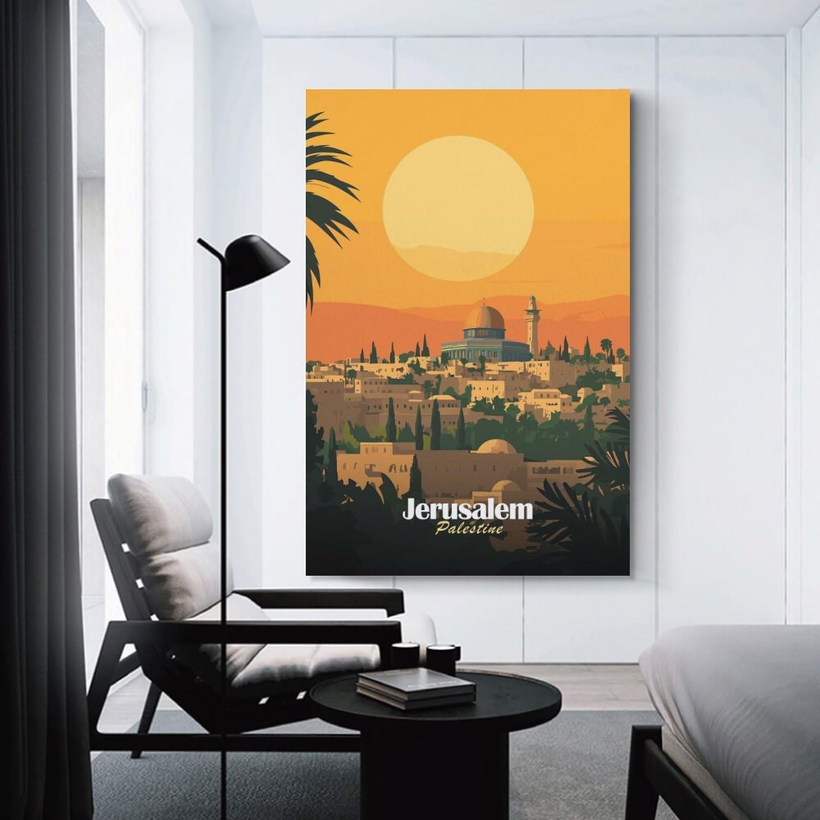 Junmoney Jerusalem Skyline Wall Picture Print, 20x30inch(50x75cm), for Home Office, Desk Area Or Studio, Decorative Artwork for Productive Spaces