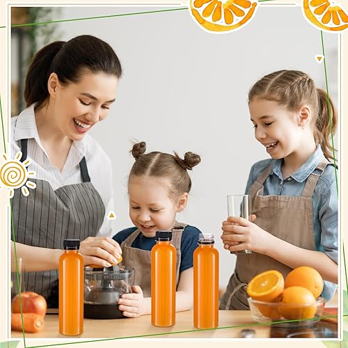 Miniatura 6 de Dandat 50 botellas de plástico transparente de 10 onzas con tapas, botellas sensoriales vacías reutilizables a granel desechables para jugos, beber