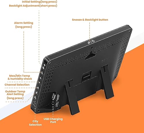 Miniatura 9 de SMARTRO - Reloj despertador digital con puerto USB para carga, intensidad regulable