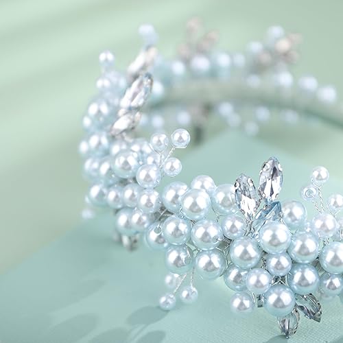 Miniatura 9 de Diadema de boda con perlas de diamantes de imitación de lágrima blanca, accesorios para el cabello de boda, diadema de princesa para novia, tocado