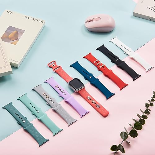 Miniatura 8 de Personalized Dog Breed Pet Apple Watch Band Laser Engraved Gift Soft Silicone Sport Band/Strap iWatch Series, Compatible with Apple Watch 38mm 40mm