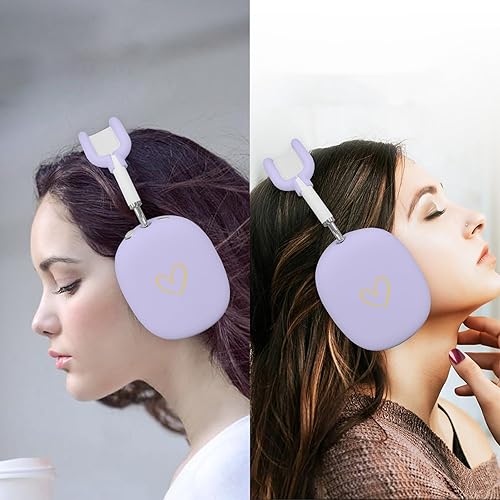 Miniatura 7 de Funda para AirPods Max, de silicona suave antiarañazos con patrón de corazón dorado, funda para las orejeras, cubierta para la diadema para