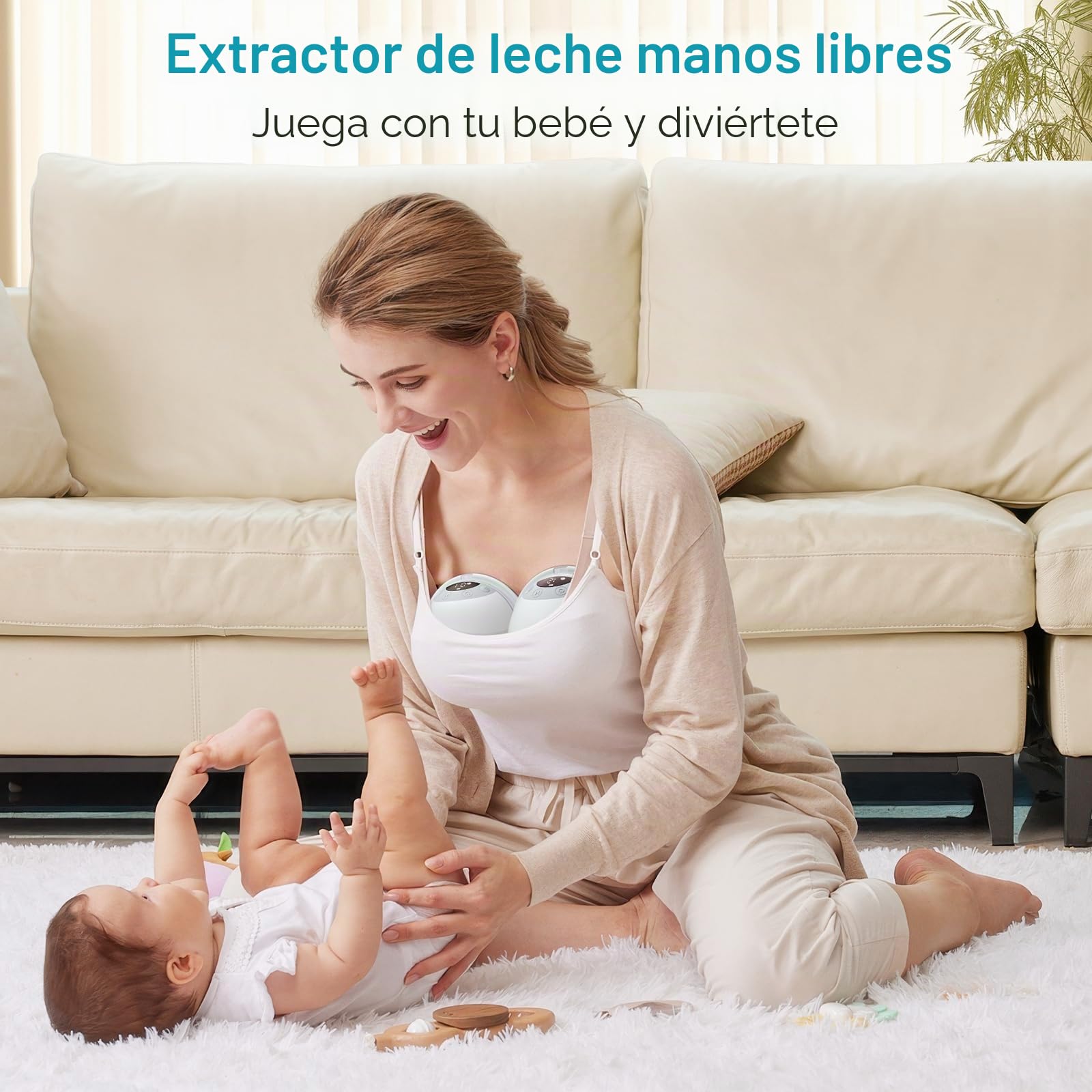 Paruu P20 Sacaleches Electricos Manos Libres, 4 Modos y 12 Niveles de Succión con Brida de Doble Sellado de 19/21/24 mm, Diseño visual del tiempo y el volumen de la leche (2, Verde claro)