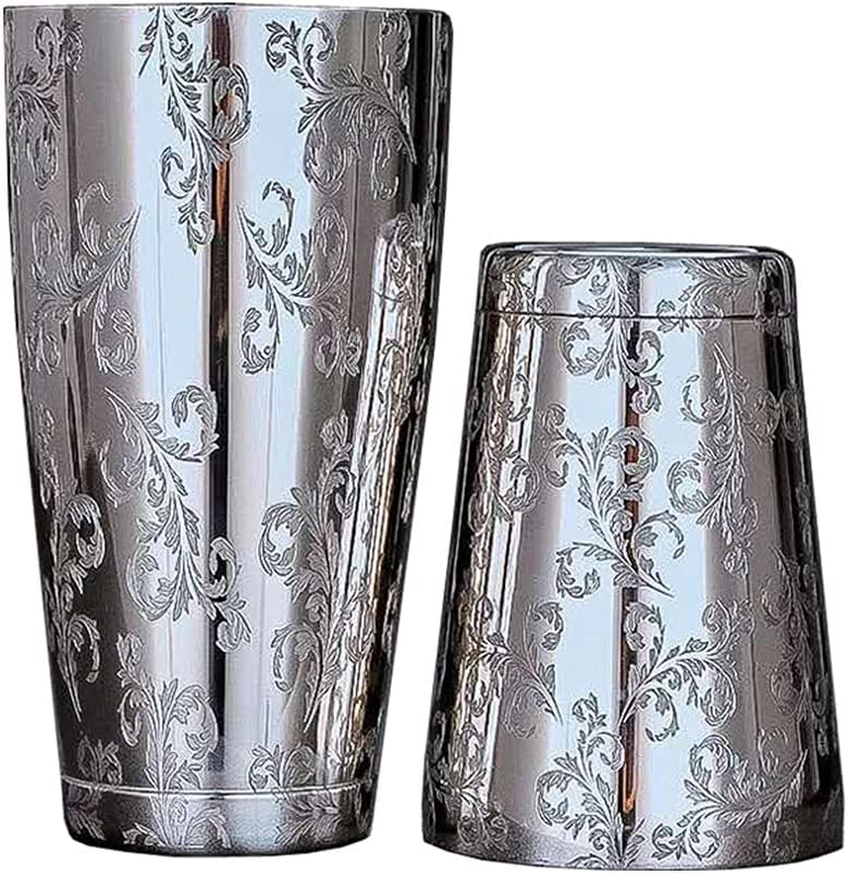 VIDI Cocktail Shaker Boston Stainless Steel Bar Tool Tin Cup With Engraving Etched Lavender