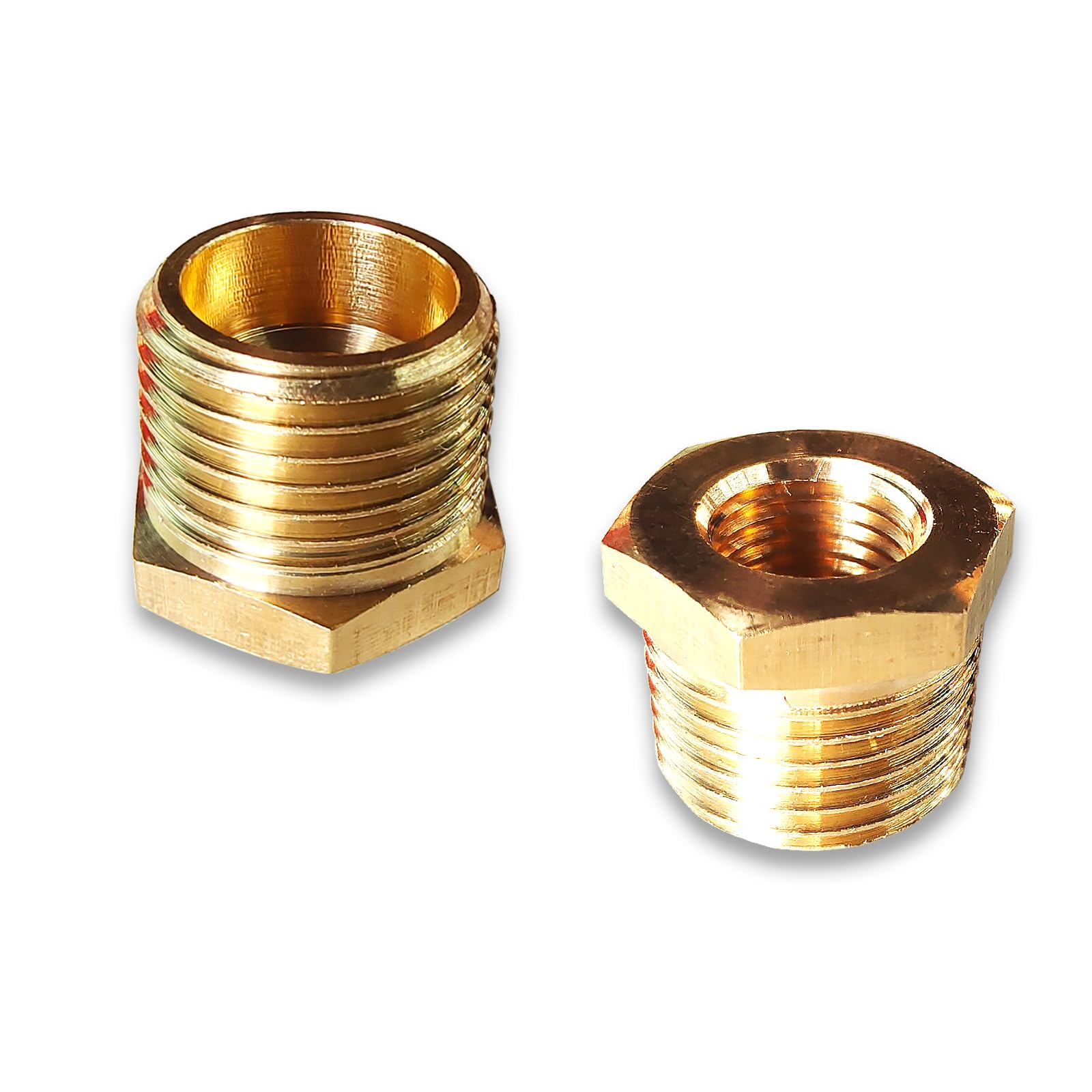 Gadoutcover 2 Pcs Brass Bushing 1/2" Male to 1/4" Female, 1/2" to 1/4" NPT Adapter Hex Brass Reducing Pipe Adapter Fitting Pipe Hose Tube Adapter
