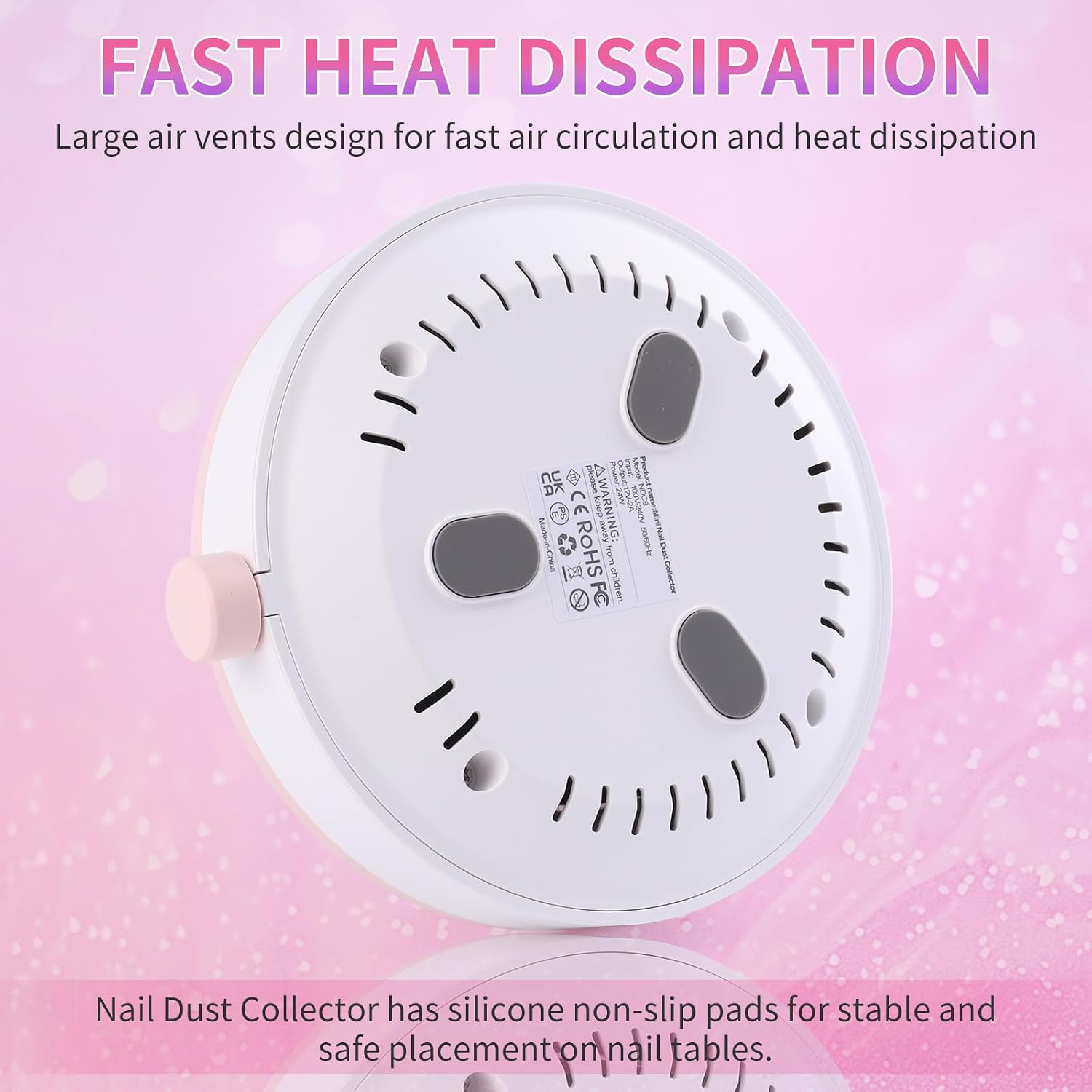 ANGNYA Nail Dust Collector, Small Compact Vacuum Fan Dust Collector for Beginner with Reusable Filter Powerful Dust Suction Machine Manicure Pedicure Tool for Acrylic Nail Polishing Home Use