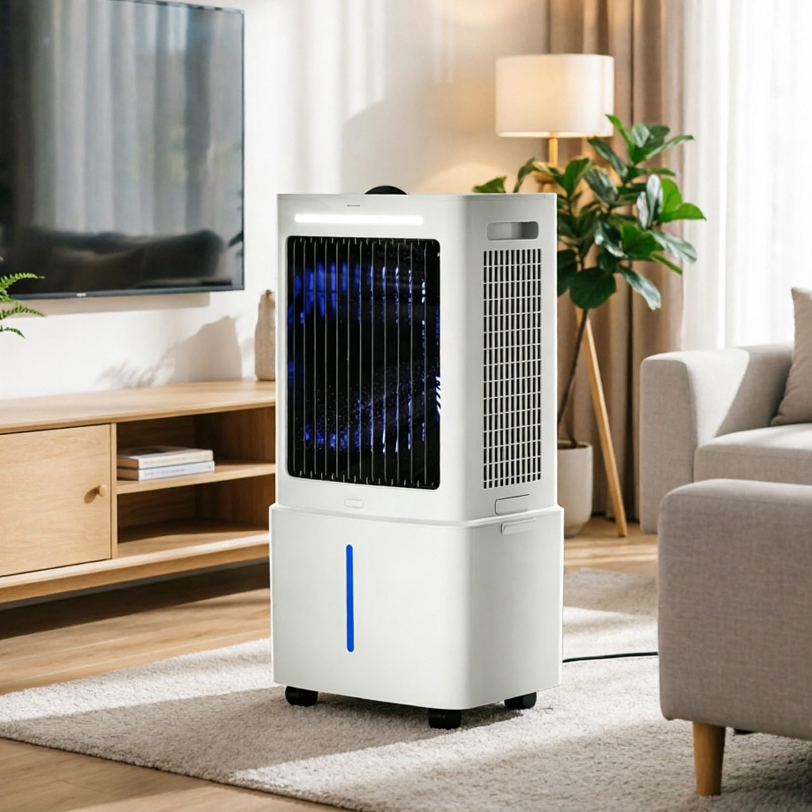 Portable Evaporative Air Cooler 25L, with 2 Ice Packs & Remote, 3 Speeds Water Cooling Fan with Wide 120° Oscillation & 12H Timer, Quiet Air Cooler Fan for Home Office