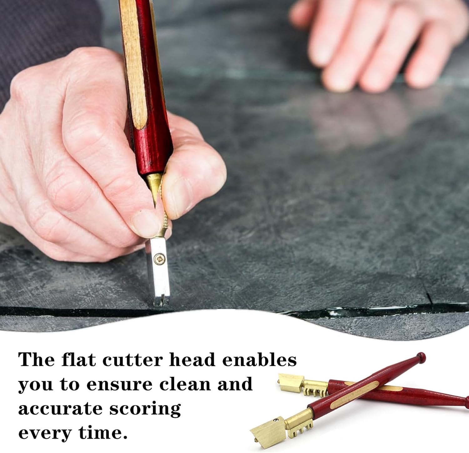 Diamond Tip Glass Cutter, 2 Pieces Glass Cutter Set Professional Glass Cutting Tool with Wood Handle for Glass, Mosaic, Tiles, and DIY Projects