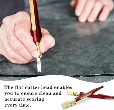 Diamond Tip Glass Cutter, 2 Pieces Glass Cutter Set Professional Glass Cutting Tool with Wood Handle for Glass, Mosaic, Tiles, and DIY Projects
