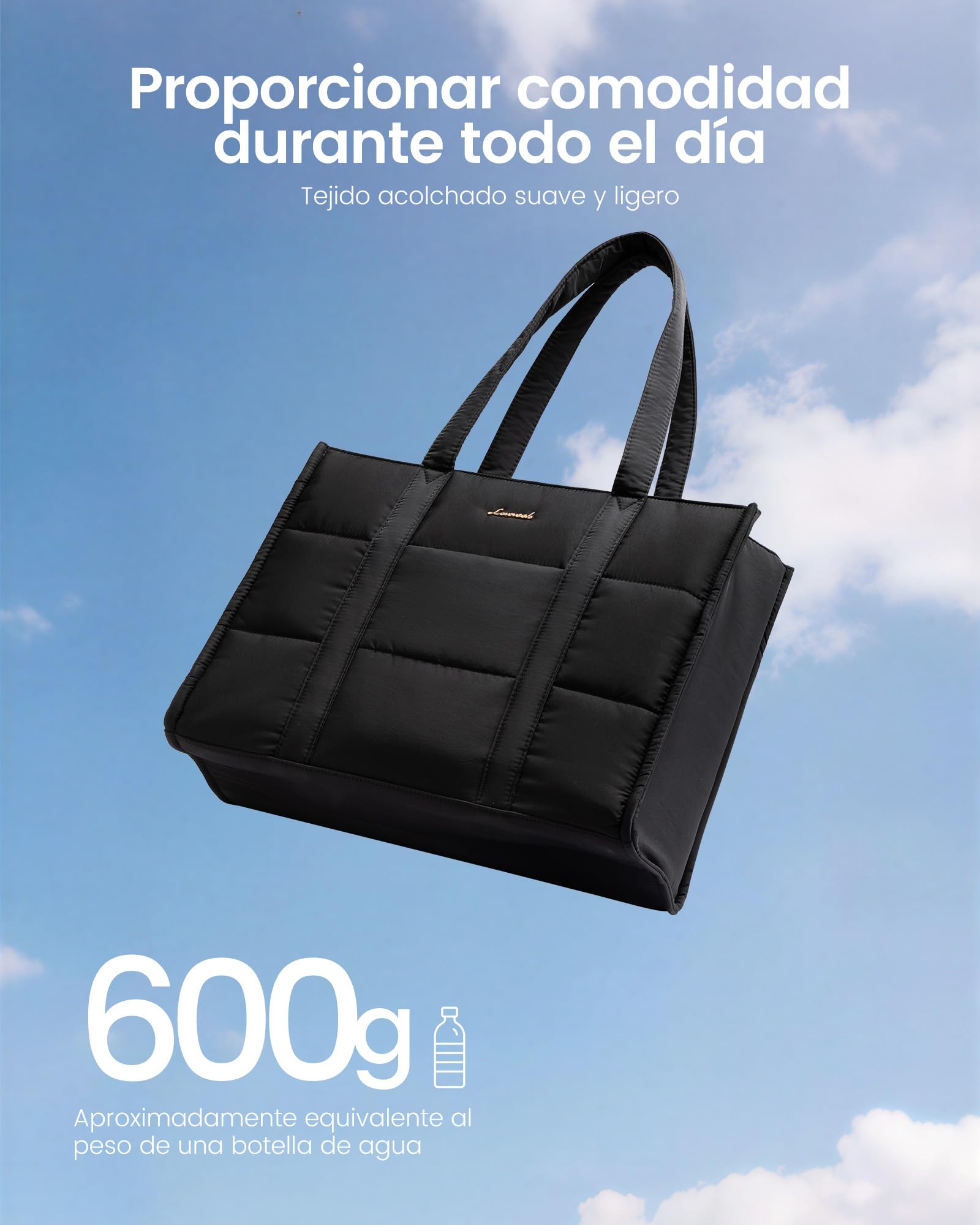 LOVEVOOK Bolso Mujer Grande, Puffer Bolso Tote Bag Bolsos para Universidad Shopper, Bolso Portatil Ordenador para Trabajo Oficina Universitarias
