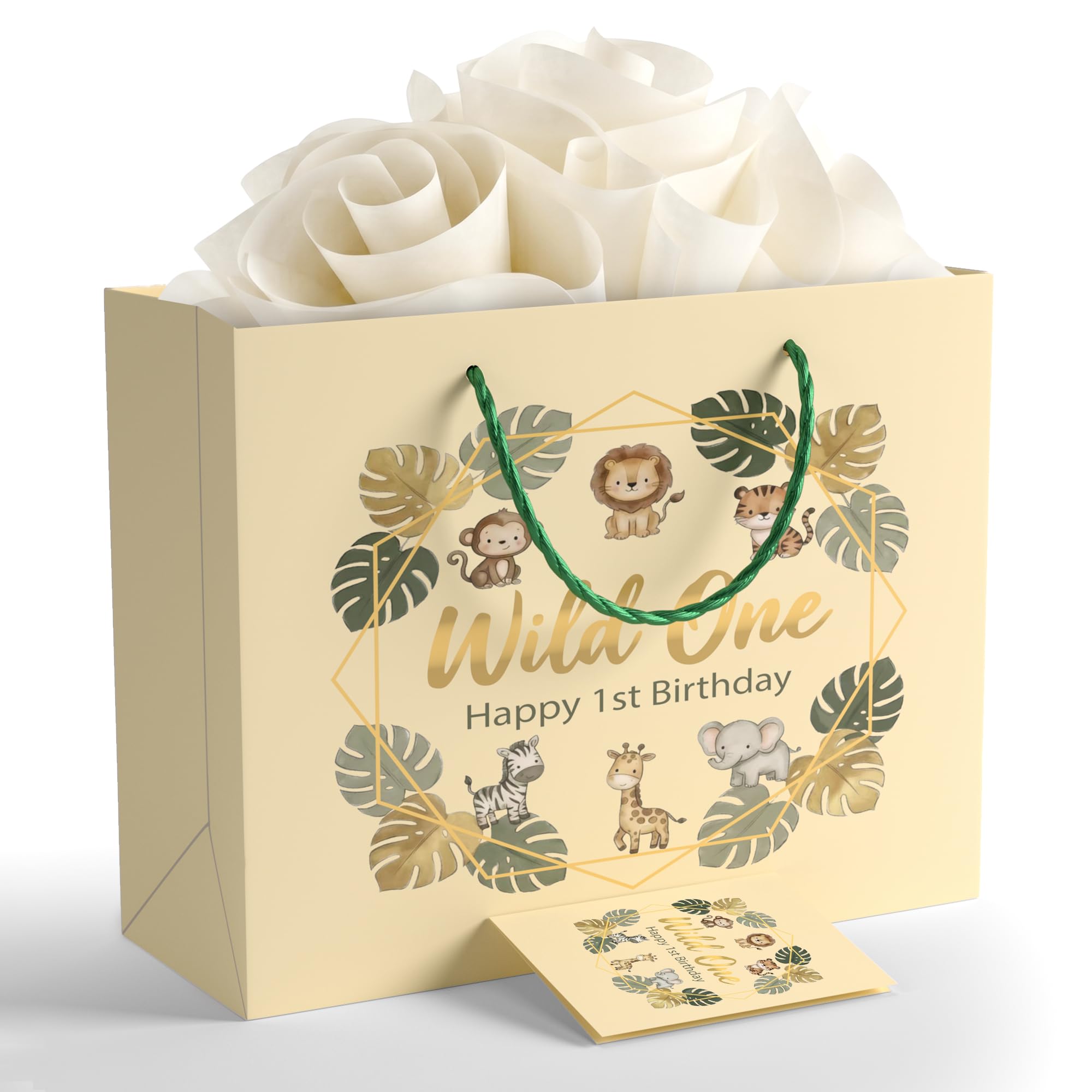 BOPLYBAY Wild One Safari Gift Bag Set for 1st Birthday