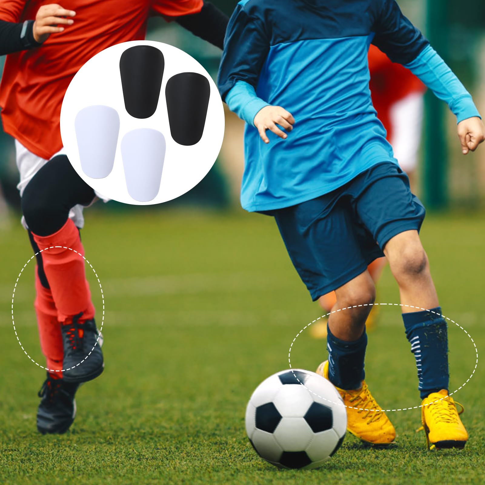 2 Paires Mini Protège-Tibias De Football, 10x6cm Protège Tibias Foot Pour Enfants Et Adultes, Tibias Miniatures Petits Protège Antidérapants Pour Jeux De Football Jogging Courir (Noir, Blanc