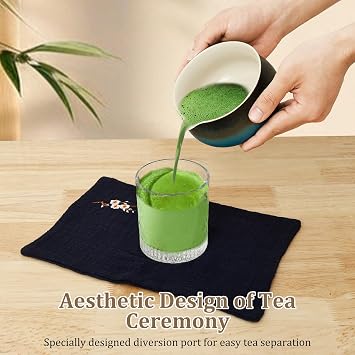 Matcha Bowl Set Traditional Ceramic for Home Trip Easy to Clean Matcha Scoop Whisk Holder Kit for Tea Lovers Beginners(Blue)