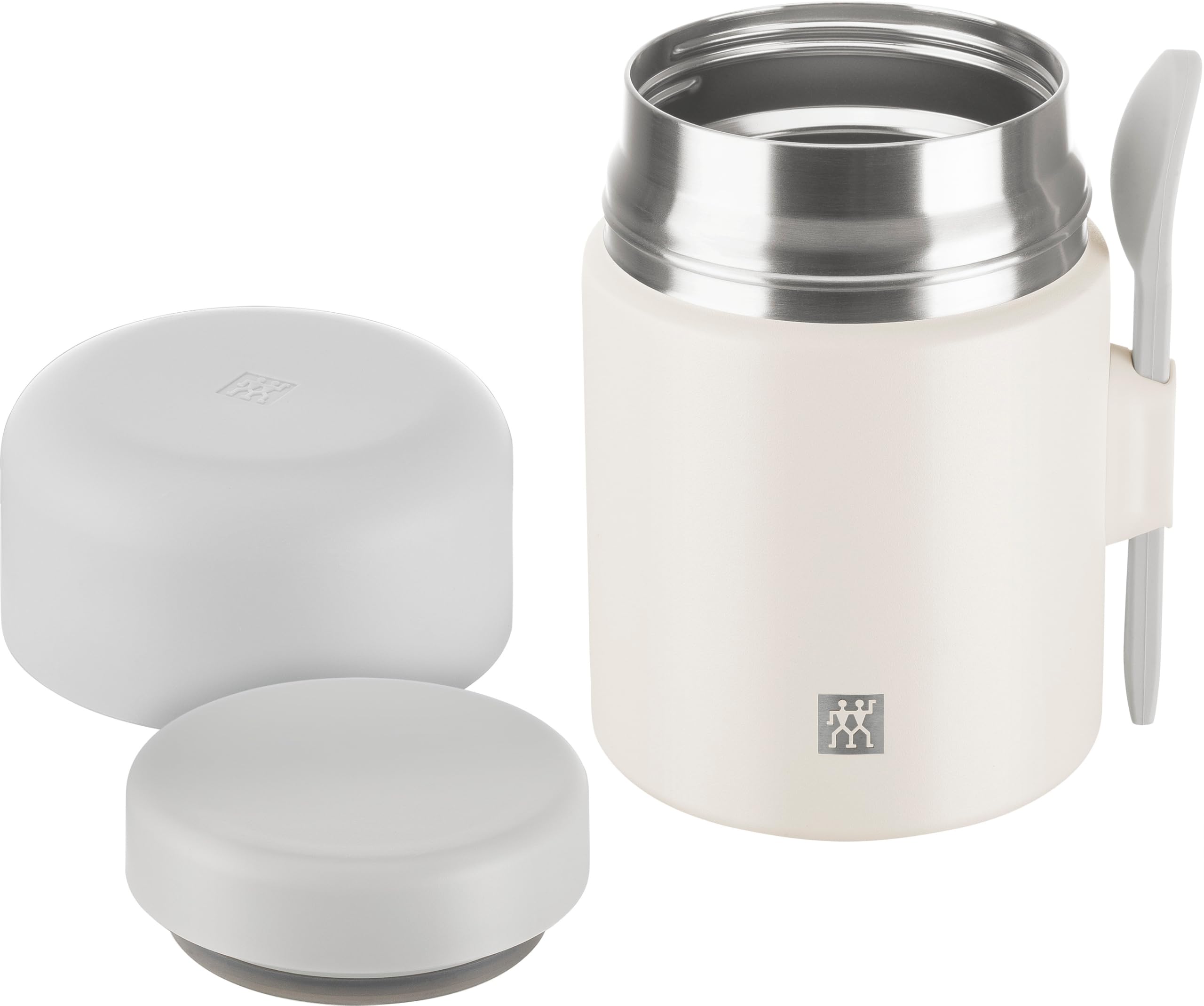 ZWILLING THERMO PLUS Speisebehälter 600 ml, hält bis zu 10 Std. warm/kalt, doppelwandig, Edelstahl Thermobecher mit Löffel, auslaufsicher, leicht, spülmaschinengeeignet, Cream