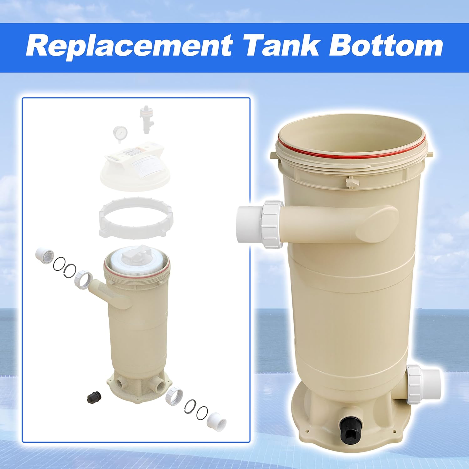 For 178731 Filter Tank Bottom Replacement for Pentair CCRP 100/150/200 sq. ft. Cartridge Filter.Also Replacement for Pentair EC-160353,EC-160355,EC-160354 Pool Filter Pump. Aftermarket Part