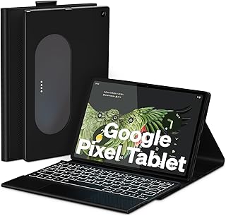 Bluetooth Keyboard Case Touch for Google Pixel Tablet 11“ 2023, Supports Official Charging Dock,Google Pixel Tablet Keyboard Rechargeable with 7-Color Backlit and Trackpad, Black