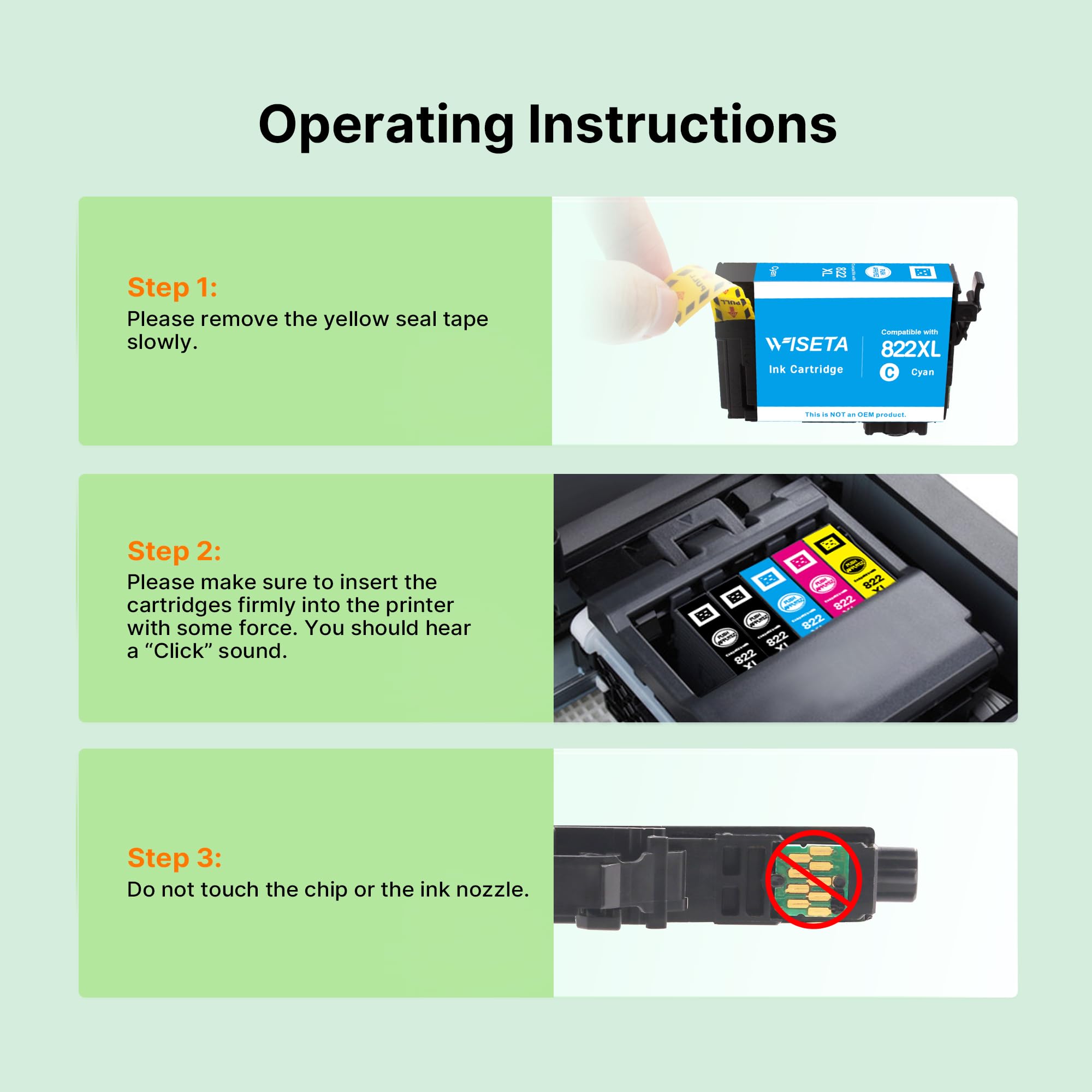 5 Pack 822 XL Ink Cartridges Remanufactured for Epson 822XL Ink Cartridges High Yield for Epson 822 XL T822 T822XL for Workforce Pro WF-3820 4820 WF-4830 4833 4834 Printer (Black/Cyan/Magenta/Yellow) - 5