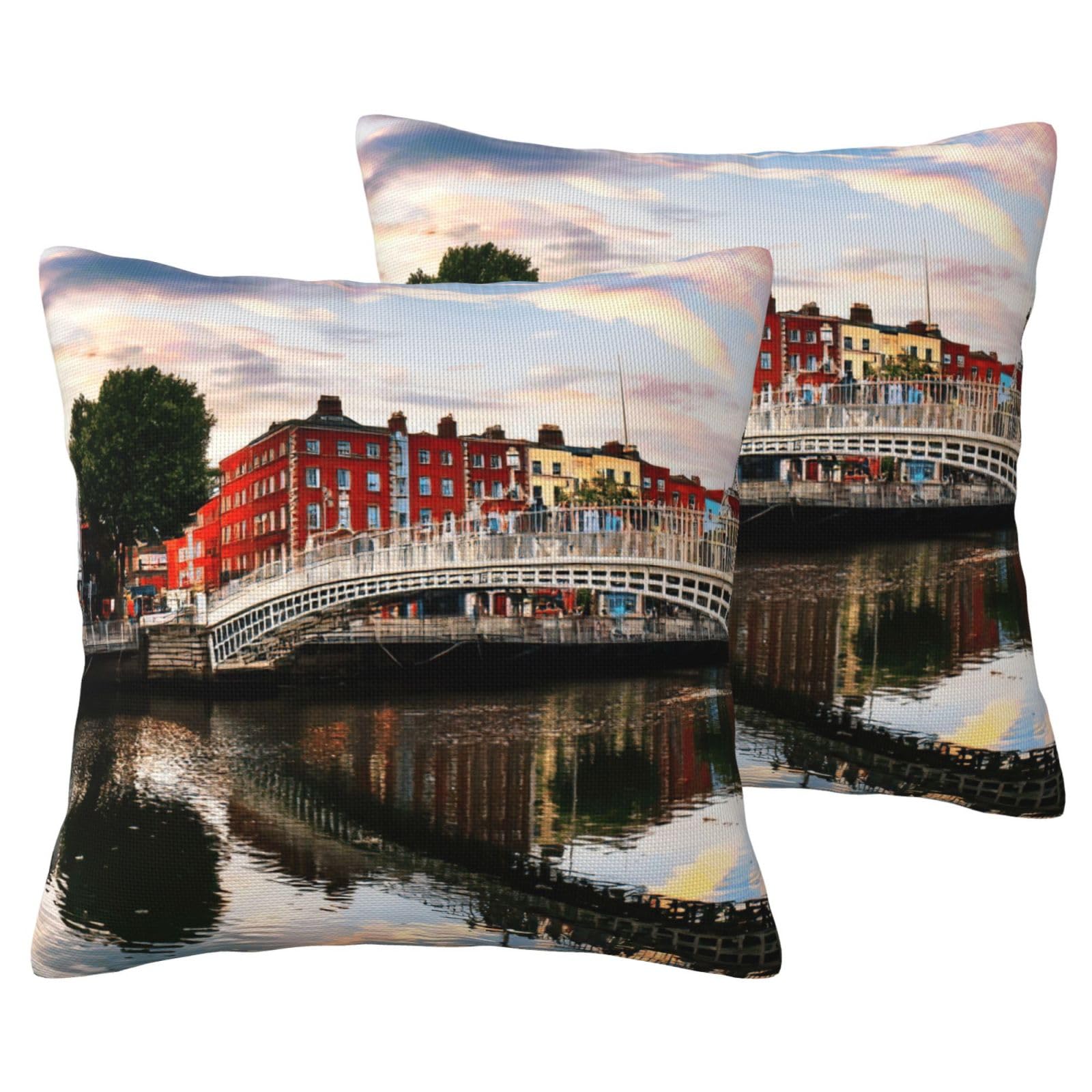 Coussin Dublin EdWal lot de 2 housses amovibles pont Ha Penny pour rénover un canapé usé