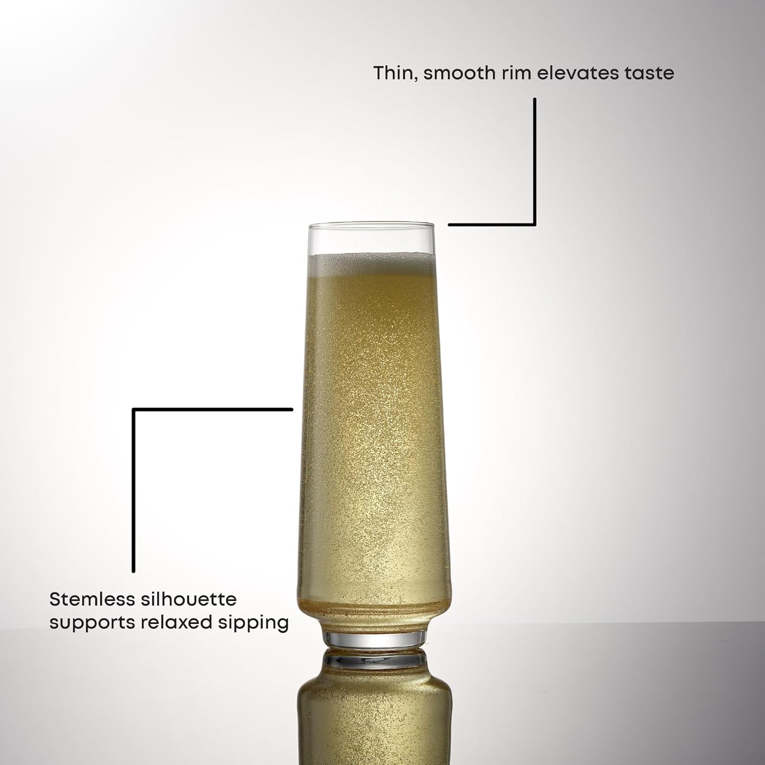 JoyJolt Sidney 9 oz Stemless Champagne Flutes Set of 4 | Modern Champagne Glasses for Prosecco, Rose, Sparkling Wine, Mimosa, Wedding Registry/Hosting Gifts | Premium Crystal Made in Europe - Image 6