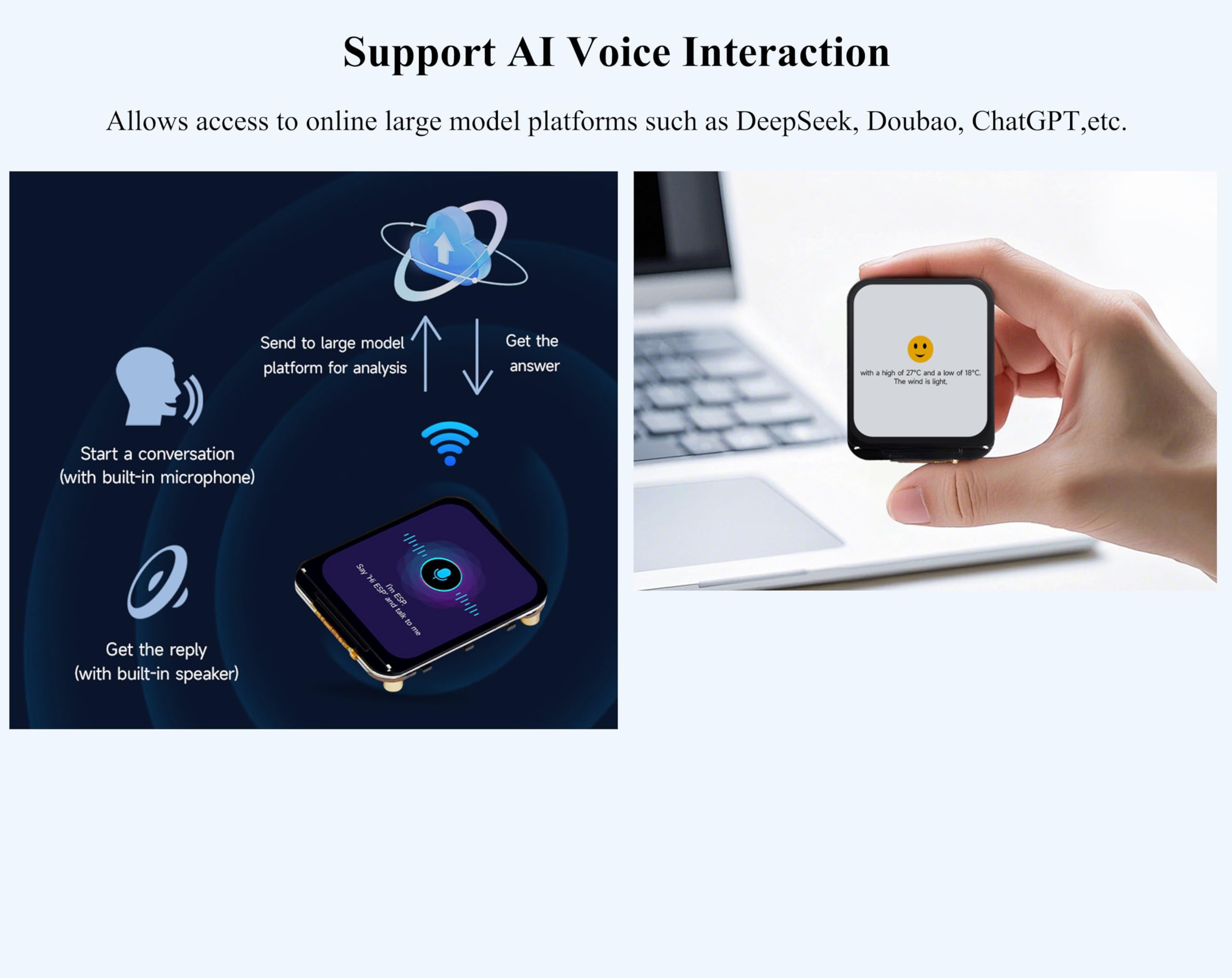 ESP32-C6 1.69inch Touch LCD Development Board, ESP32 with Display 240×280 Pixels, Supports Wi-Fi 6/BLE 5, 160MHz RISC-V Processor, SPI Interface, AI Speech, Support AI Voice Interaction, with Speaker