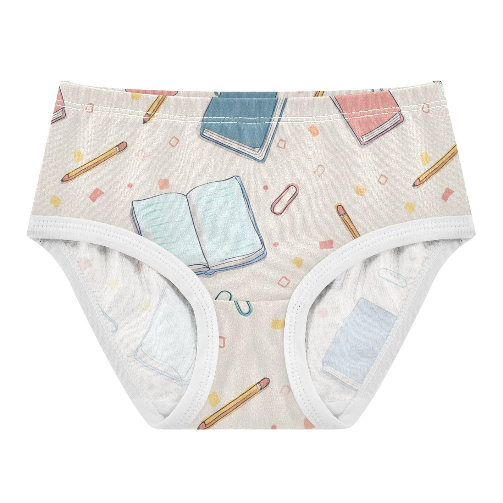 Wusikd Cute Open Notebook Pencil Girls Underwear Cotton Girls Briefs Soft Toddler Underwear 2T