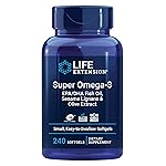 Life Extension Super Omega-3 EPA/DHA Fish Oil, Sesame Lignans & Olive Extract - Heart Health, Brain Health, Inflammation Health Support, Gluten-Free, Easy to Swallow, Non-GMO, 240 Softgels