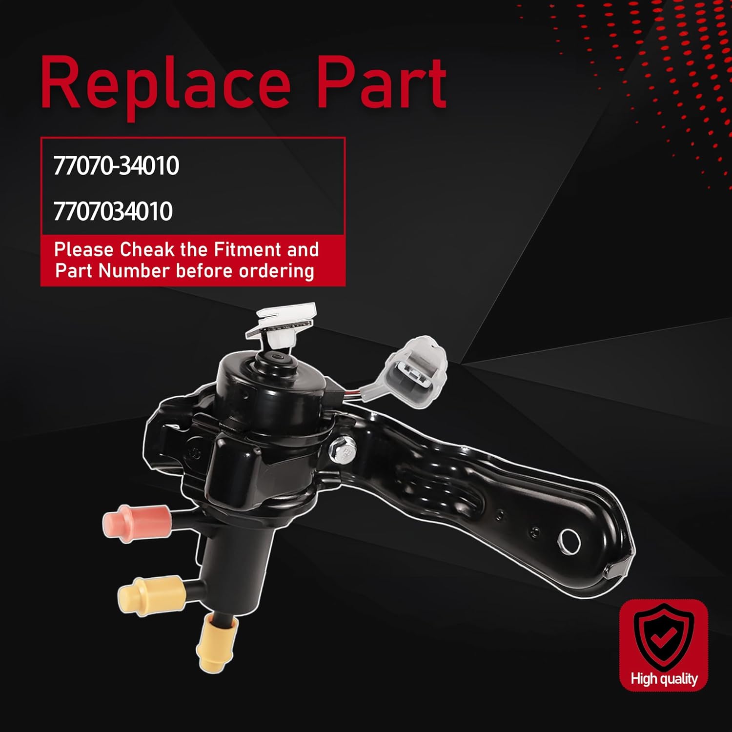 Fuel Reservoir Tank Selector Valve Solenoid Valve Assembly with Hose Compatible With 2008–2020 Toyota Tundra 2008–2018 Toyota Sequoia Replaces 77070-34010 7707034010