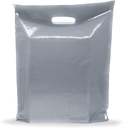 Silver Merchandise - Bolsas de plástico para compras, paquete de 100 unidades de 12 x 18 pulgadas con 2 mil de grosor, asas troqueladas, perfectas