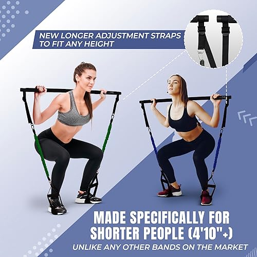 Miniatura 4 de Kit de barra de pilates multifuncional con bandas de resistencia para mujeres, barra de escultura de pilates con 4 juegos de bandas de resistencia,