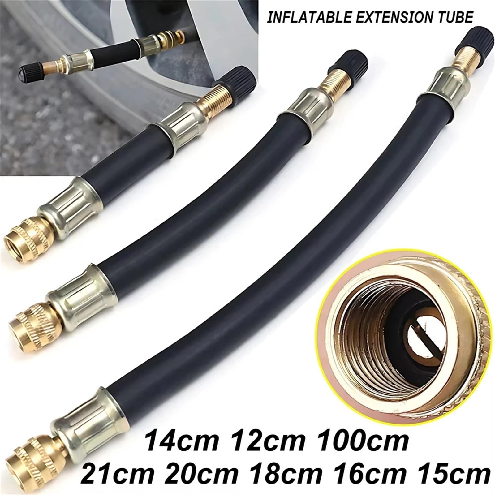 Extensión de vástago de válvula, 8 tubos de extensión de válvula de goma para coches, bicicletas y scooters para coches, camiones, motocicletas y bicicletas (18 cm)