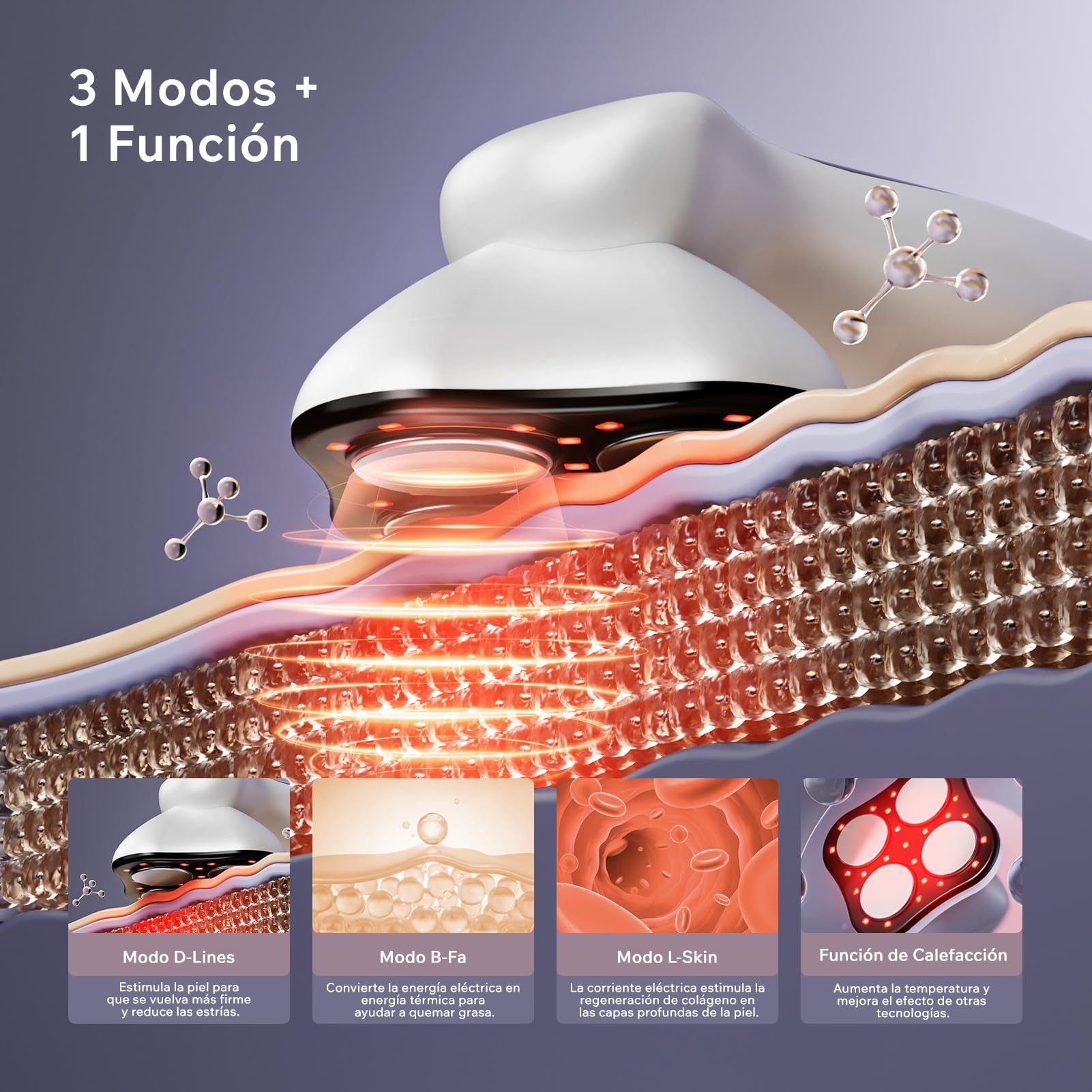 Masajeador Anticelulítico Profesional, 3 en 1 Masajeador Anticelulítico Eléctrico Unisex para Cintura, Vientre, Brazos, Glúteos y Piernas (Blanco)