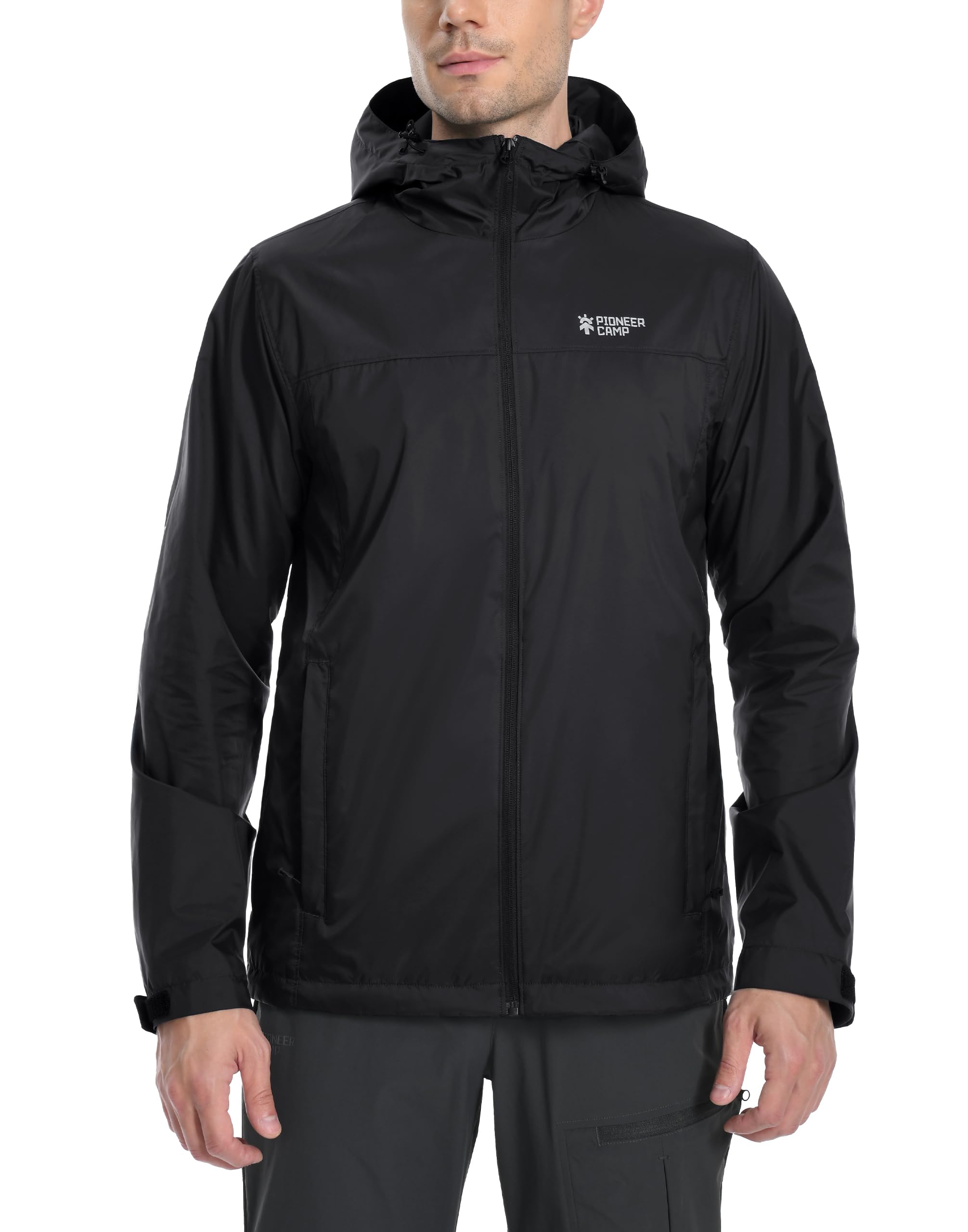 Pioneer Camp Herren Regenjacke Wasserdicht Atmungsaktiv Leichte Winddicht Windbreaker Packbare Outdoorjacke with Reißverschluss Taschen und Kapuze