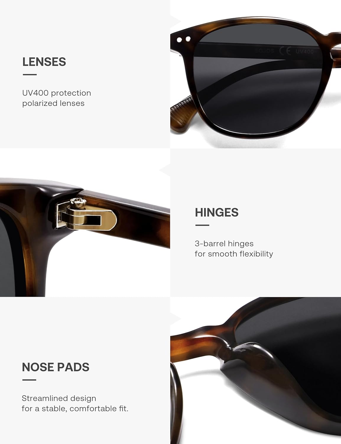 SOJOS Small Rounded Square Polarized Sunglasses for Women Men Vintage Style UV400 Lens SJ2637 - Image 5