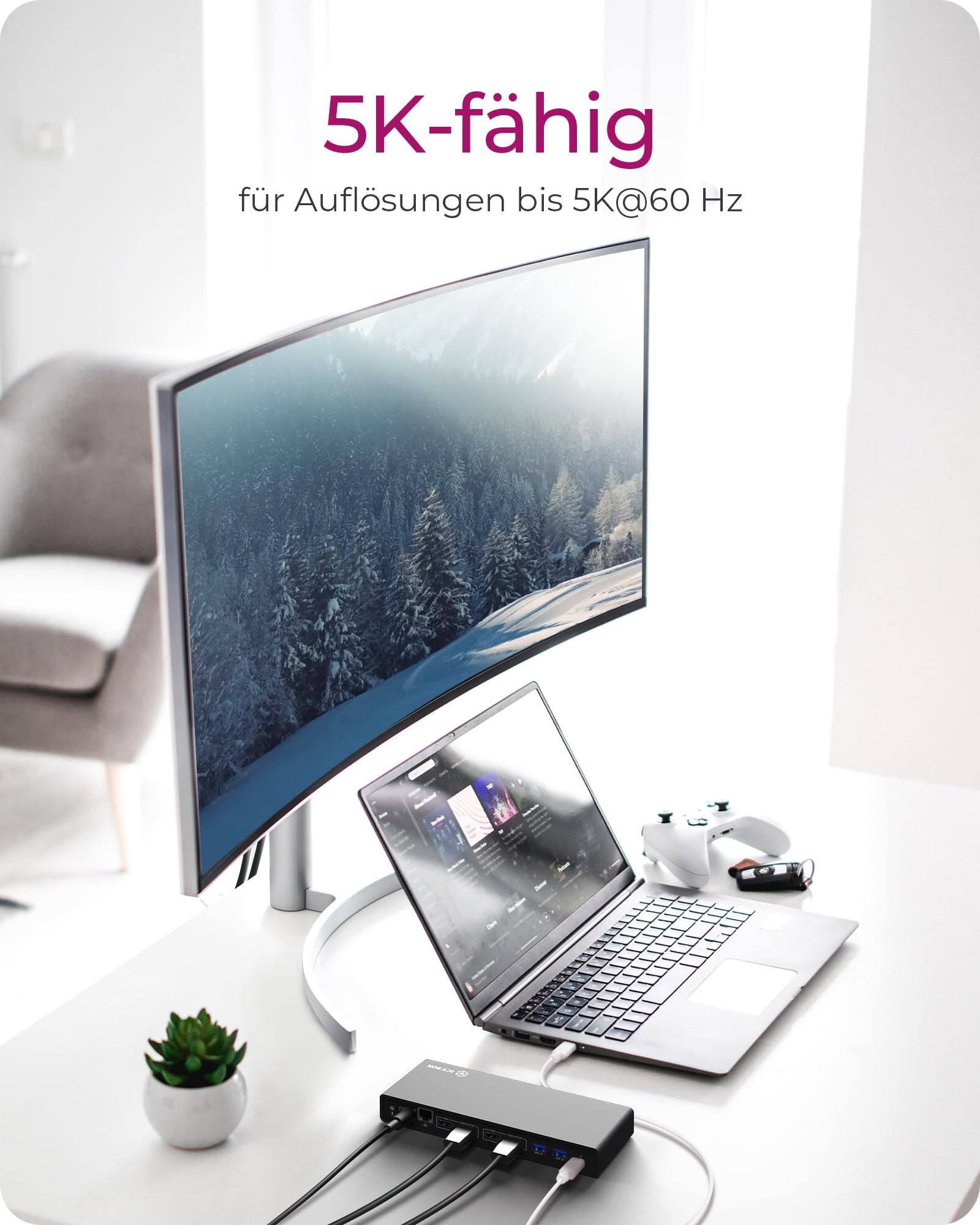 ICY BOX Stacja dokująca USB-C (14 w 1) do 2 monitorów (2 x HDMI i 2 x DP), 5K 30 Hz | 4K 60 Hz, 6-drożny hub USB 3.0, 65 W, Power Delivery, Gigabit Ethernet, Audio, IB-DK2245AC